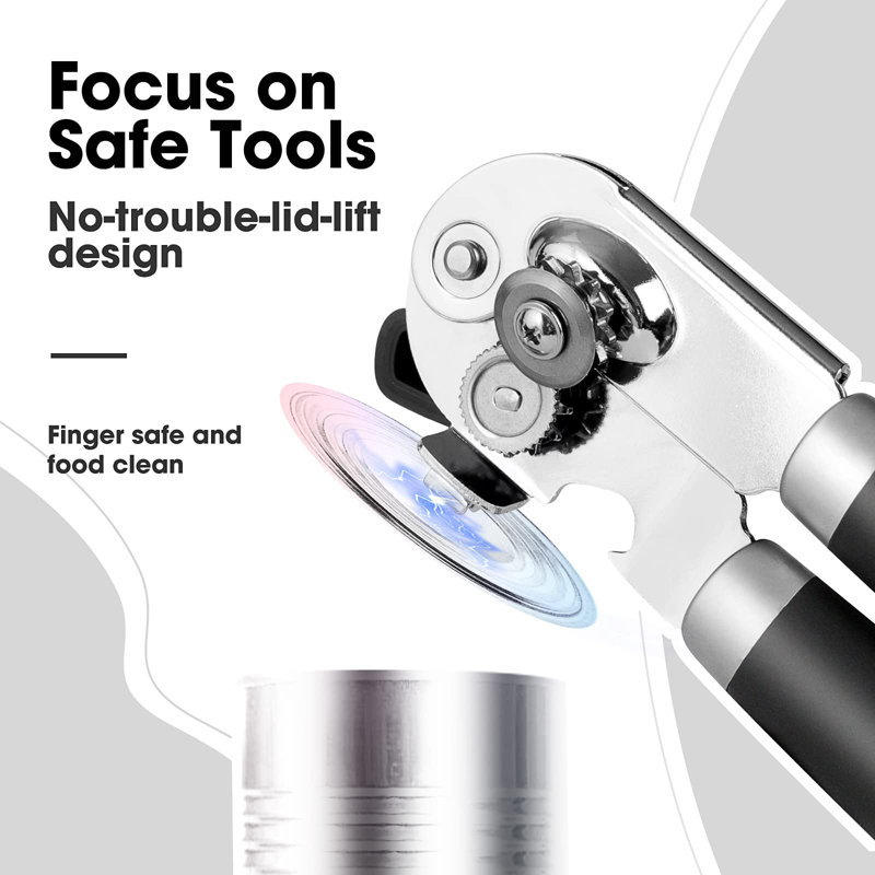 Black Stainless Steel Manual Can and Bottle Opener with Magnet
