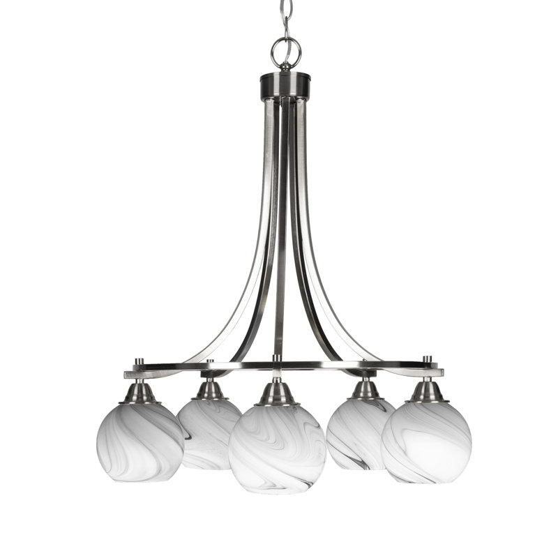Lustre 5 lumières Michell, Nickel brossé