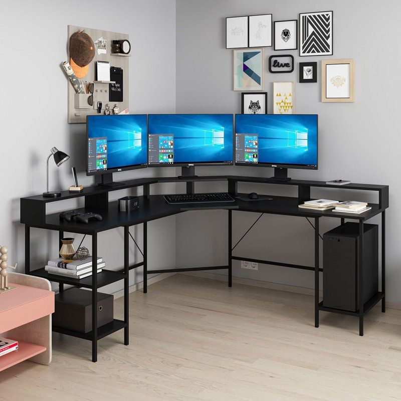 Modern Black Study Desk, 71.0 x 35.4 x 23.6 inches | 100% Melamine Coated Particle Board, Thickness: 0.7 inches | Sleek Industrial Design, Perfect for Home Office & Study Spaces, Durable and Stylish