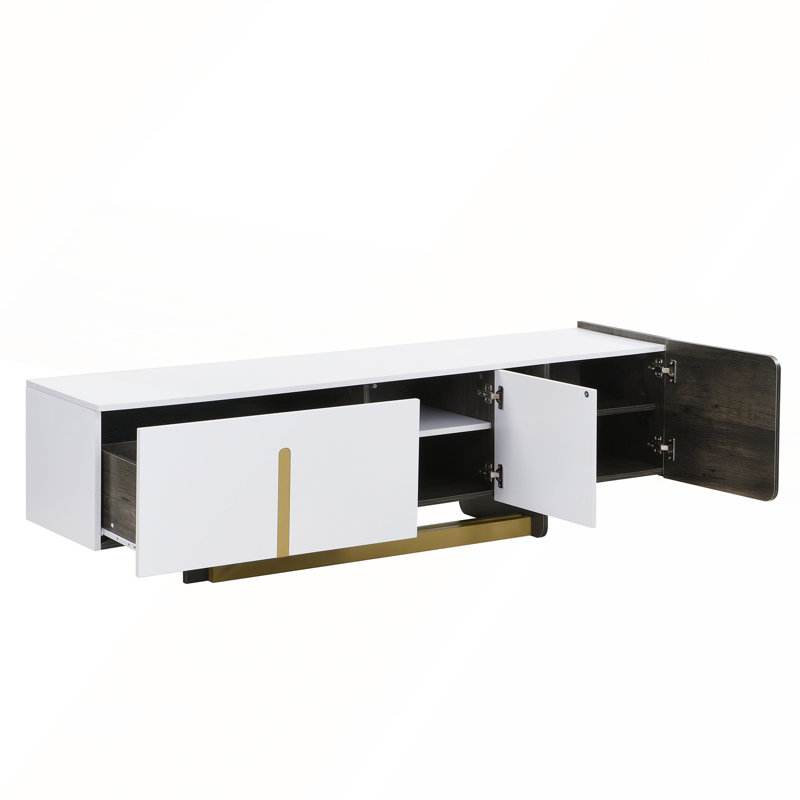 Modern Light Luxury TV Stand And Coffee Table Set Of 2 For Living Room, White
