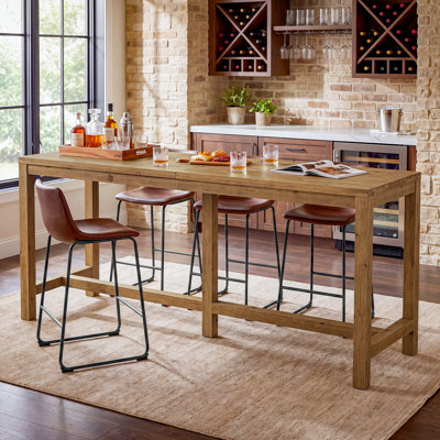 Table de bar étroite et longue en bois massif de 70,9 pouces, table de bar haute de style campagnard avec repose-pieds pour salle à manger, pubs, cafés