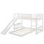 Twin Over Bunk Bed In White, Comes With Slide And Side - Mounted , Solid Pine Frame Board, Space Saving Solution, Grey Style, 18 Support Slats Bed, White Colour Design Materials, Optimized For