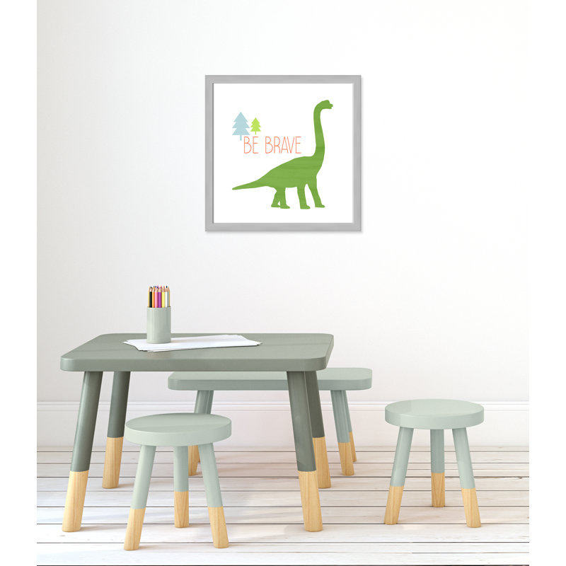 Dino Brave 1 ', art encadré, H 22,5 po x l 22,5 po x P 0,6 po, Encadré plat argent