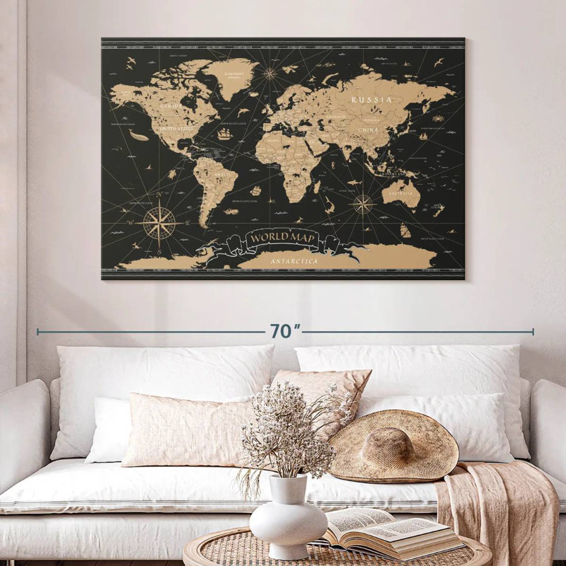 Aliaz Grand World Map, 34" H x 51" W