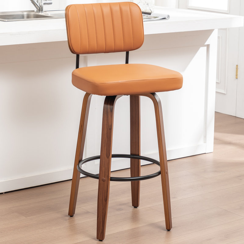 Tabouret de bar et de comptoir pivotant, Beige, Tabouret de comptoir (siège d'une hauteur de 26,3