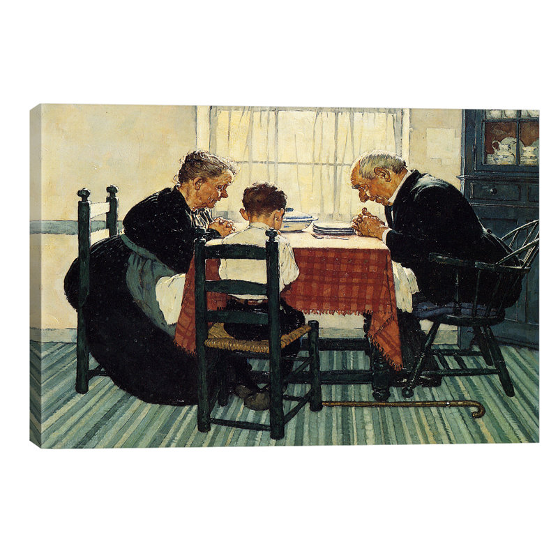 Family Grace (Pray) by Norman Rockwell - Painting on Canvas, 101.6 cm H x 66.04 cm W x 1.91 cm D, No Frame