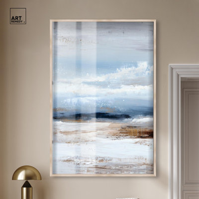 Décoration murale océanique Oceanic Drift II par Art Remedy, cadre blond, 36 x 54
