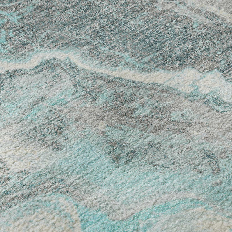 Tapis abstrait Varroville AMF1709 lavable à la machine de qualité supérieure, Tapis de couloir 2 pi 3 po x 7 pi 6 po