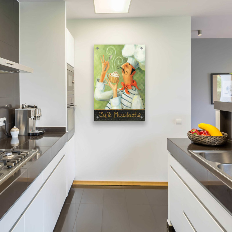 «Cafe Mustache II» par Lisa Audit, art mural en verre acrylique, H 36 po x l 24 po x P 0,2 po