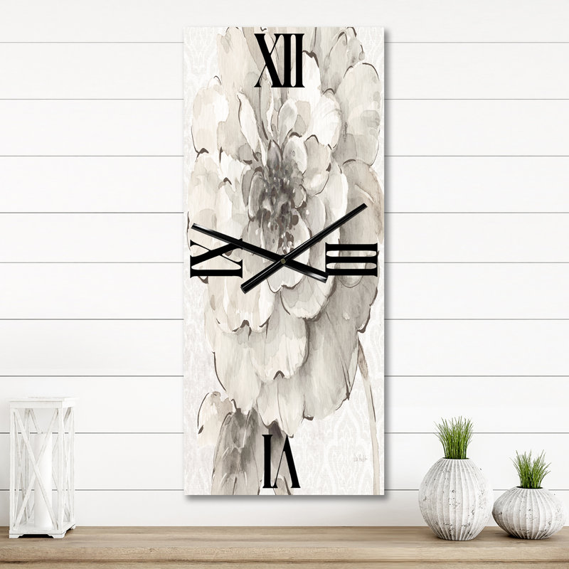 Indigold Grey Pivoines I - Horloge murale traditionnelle, Petit