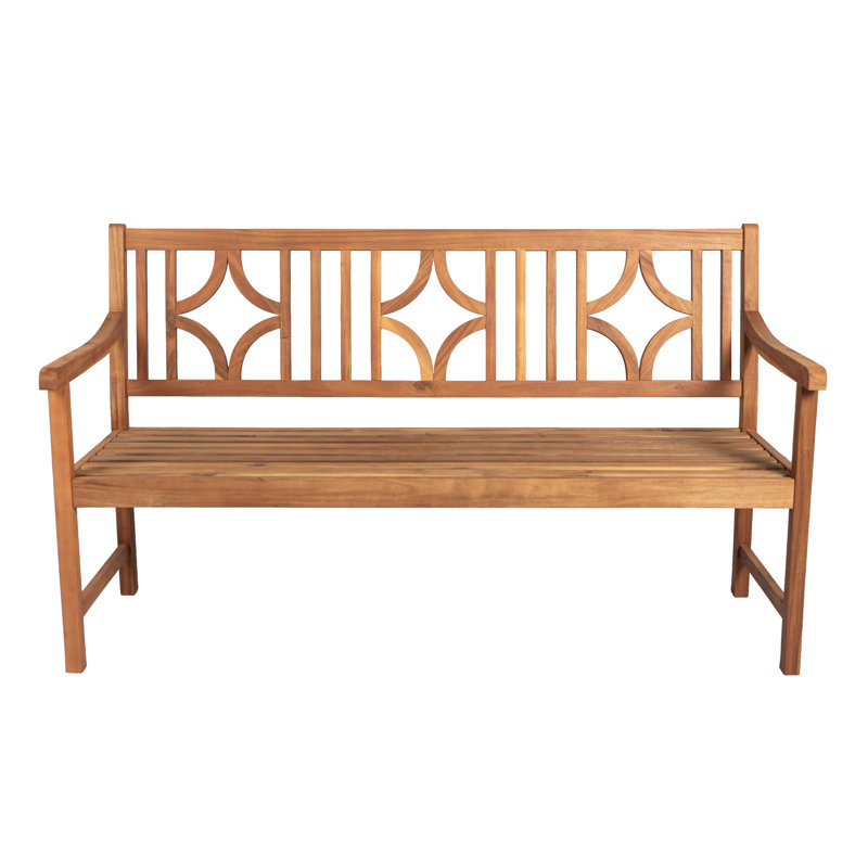 Sloane Teak Acacia Wood 3-Seat Diamond-Back Outdoor Garden Bench