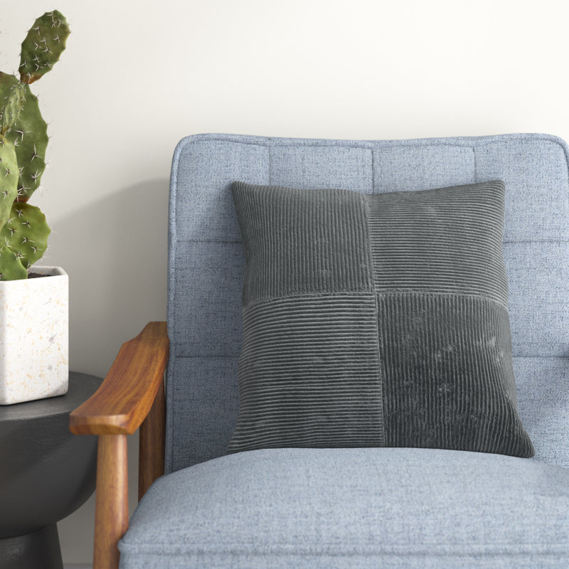 Coussin en polyester Selma, 20 po x 20 po, Gris anthracite