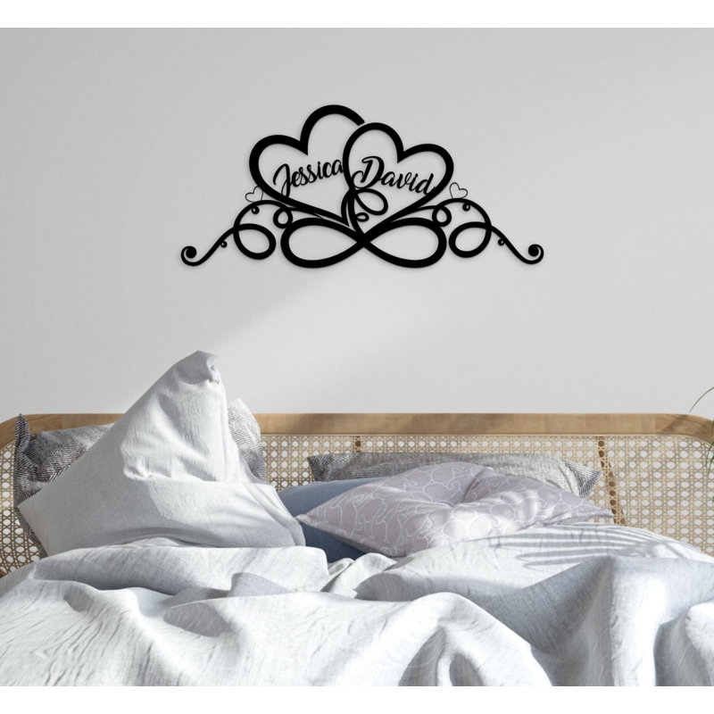 Coeurs et infini, décoration murale en métal Love Art avec votre texte personnalisé pour mariage, cadeau de la Saint-Valentin
