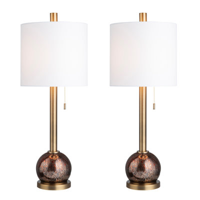 34" Metal Table Lamp With White Shade