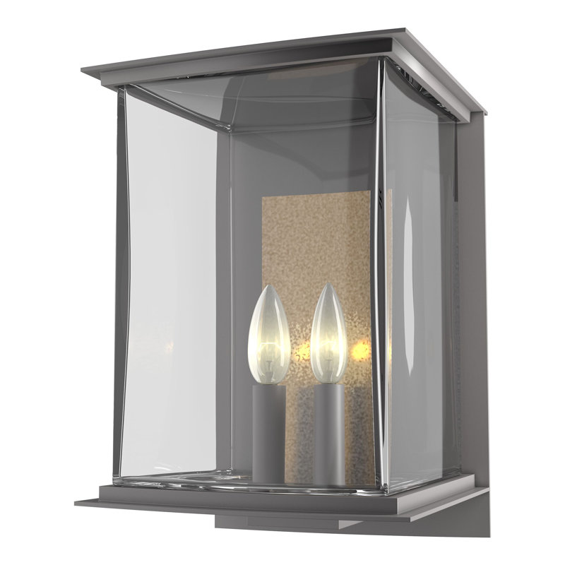 Kingston 7" Outdoor Wall Lantern, Translucent Soft Gold, Coastal Burnished Steel, 12.1'' H X 7'' W X 7.2'' D