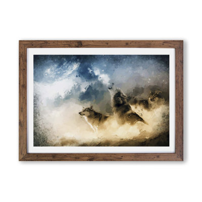 Wolves Howling in the Forest - Framed Print