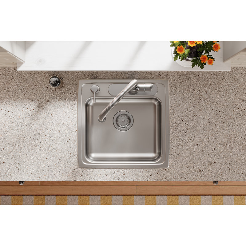 Évier de cuisine à montage sur plan L 19,5 po x l 19 po Lustertone Classic, 3 trous, 5.38"
