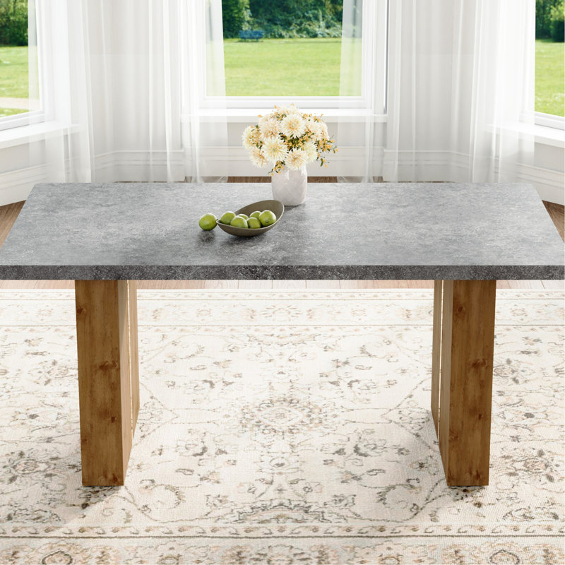 Stylish Cement-grey Dining Table With Strong Legs For A Chic Area Modern Surface Home Decor