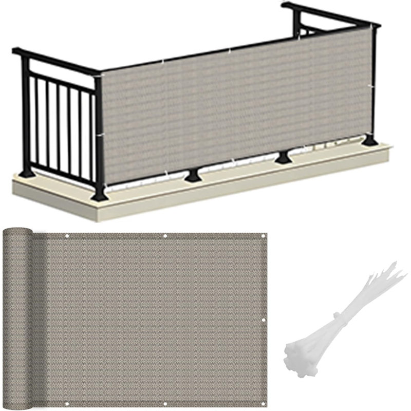 Brise-vue pour balcon de 3 pi x 16 pi (un seul produit inclus), L 192 po x H 36 po, Beige anthracite