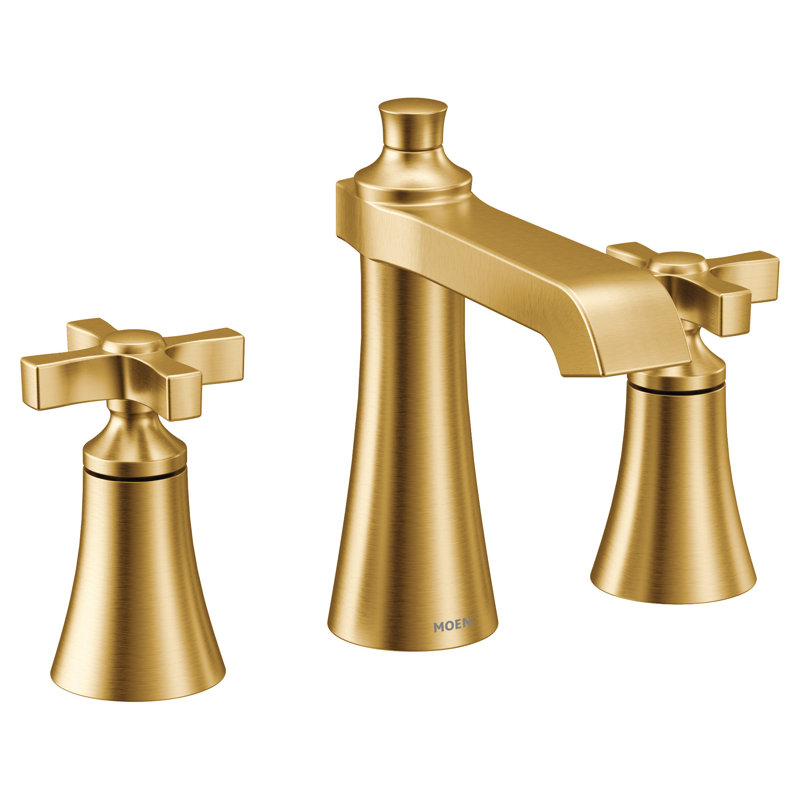 Moen Flara 8 Inch Widespread 2-Handle High-Arc Bathroom Faucet, Valve Included, Brushed Gold