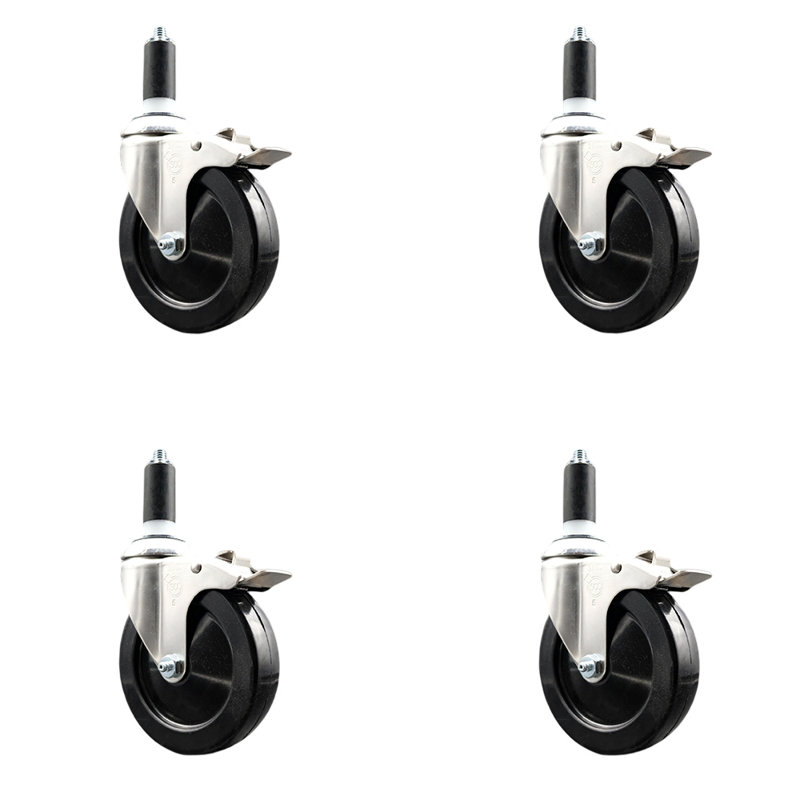 Jeu de roulettes extensibles en caoutchouc souple, H 5 po x l 5 po