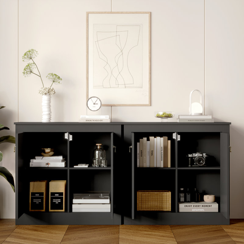 Cryal 31.5" W Sideboard with Adjustable Shelves, Black