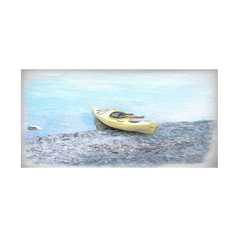 Art sur toile «Kayak jaune» par Leslie Montgomery, H 16 po x l 32 po x P 2 po