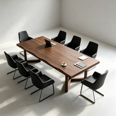 Modern North American Solid Wood Conference Table, Industrial Rectangular Meeting Table