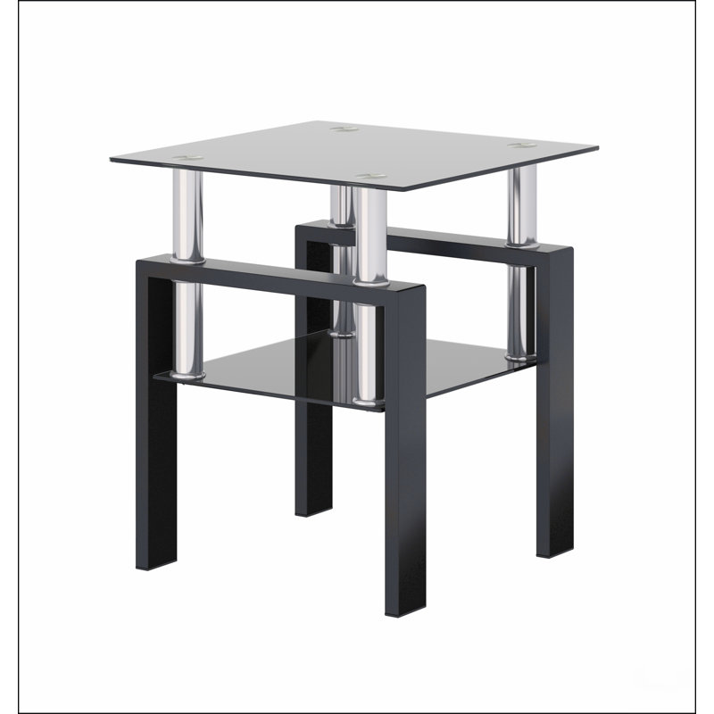 Table de bout moderne en verre trempé 1 pièce, table de bout, table carrée pour le salon