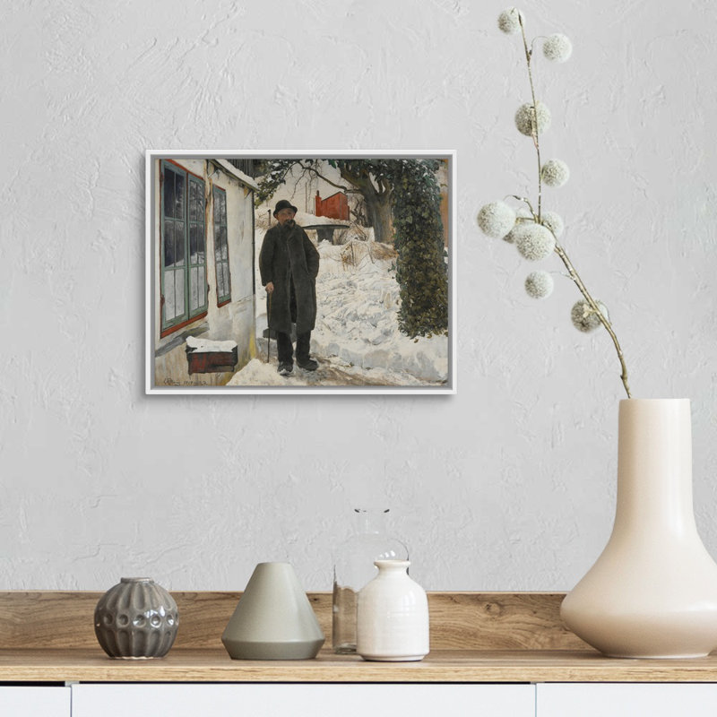 "At the Old House" par Laurits Andersen, reproduction d’art sur toile, Cadre blanc, H 13 po x l 16 po x P 1,75 po