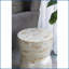 Decorative Bamboo Hourglass Stool with Gold &amp; White Capiz Shell Finish | Gold+White | MDF