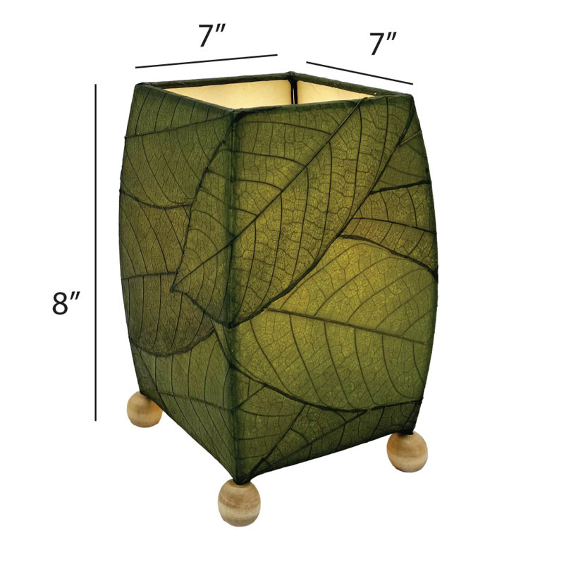 Mini Green Cocoa Leaf Lamp with Wooden Finials