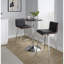 Ensemble de salle à manger à hauteur de comptoir Mid-Century avec tabourets pivotants, table chromée réglable, plateau en bois brun, similicuir noir, 3 pièces