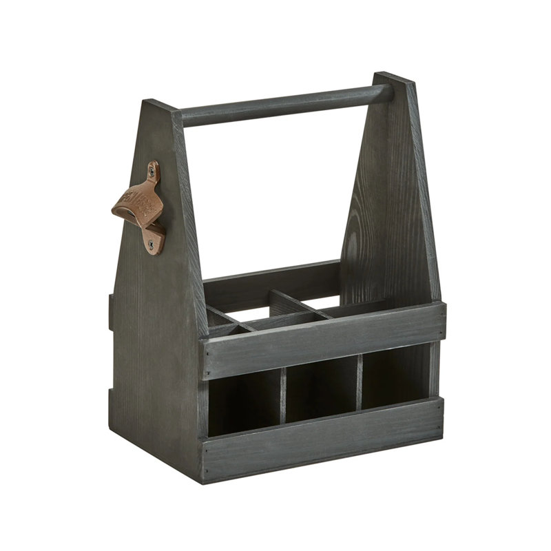 Porte-accessoires en bois pour 6 bouteilles