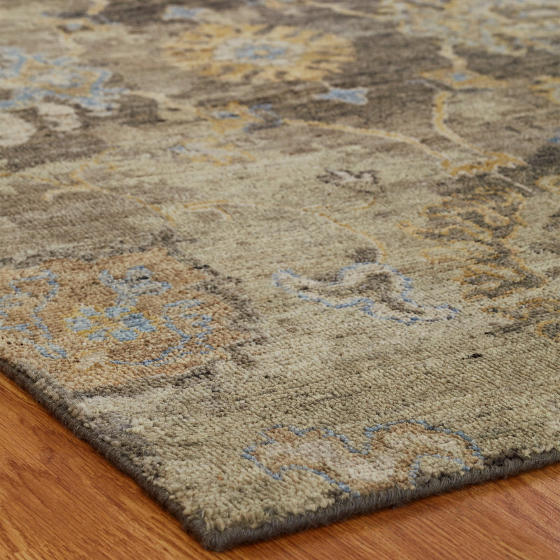 Stidham Handmade Wool Floral Area Rug, Runner 2'6" x 10'