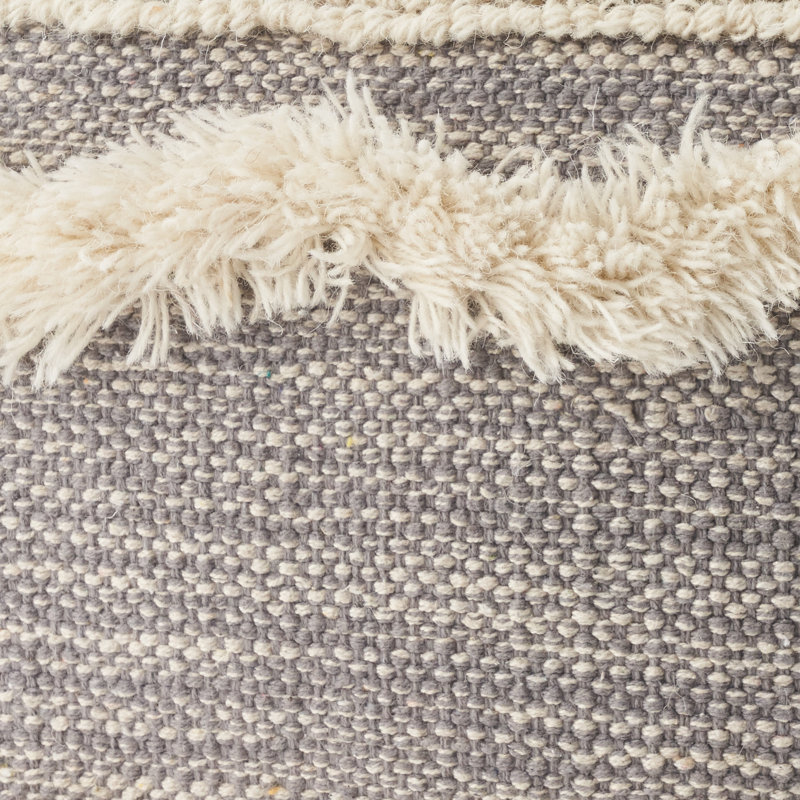 Fallston Upholstered Pouf, Light Gray/Beige
