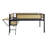 Single metal loft bed with rectangular desk, LED lights, LED loft bed frame double bed with storage shelves and hanging storage compartments, safety guard and ladder, no box springs required, rattan g-438742313