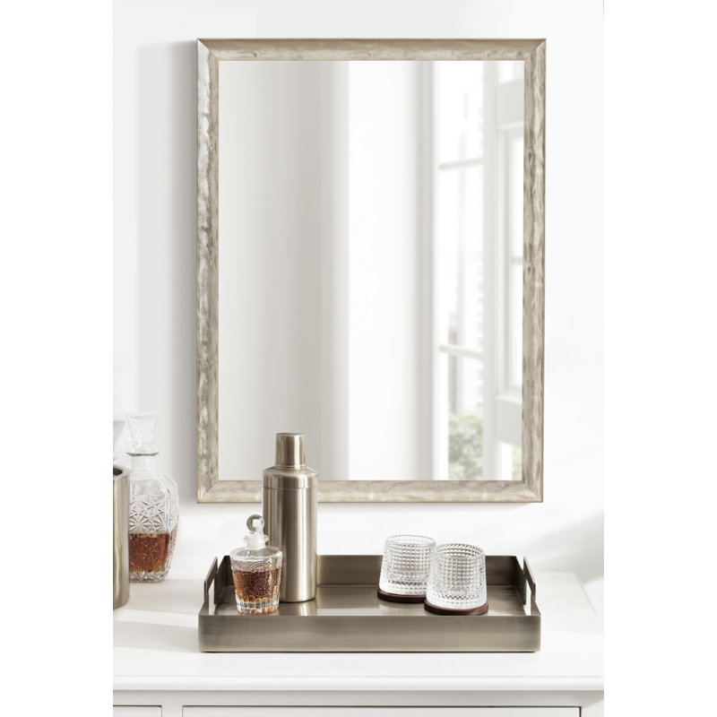 Sherita Metallic Rectangle Bathroom Wall Mirror, Silver, 24" x 18"