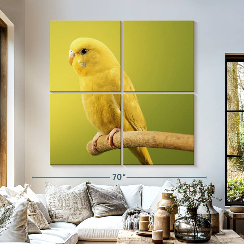 Brampt Perched Yellow Parakeet, 57" H x 57" W