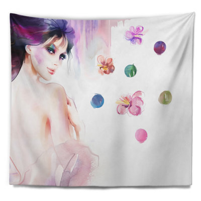 Peinture mode femme avec tapisserie d'ombre pourpre
