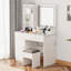 Bureau de coiffeuse avec miroir, lumières, prise de courant, modes réglables, tiroirs et tabouret