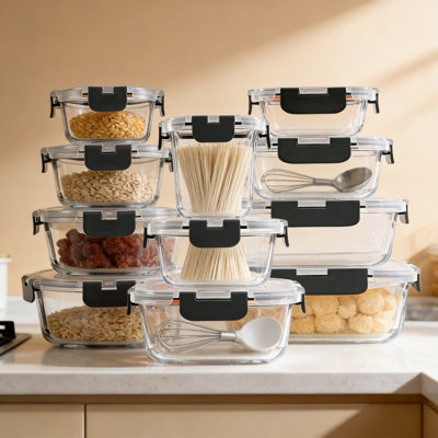 30-Piece Glass Food Storage Containers Set With Airtight Locking Lids, Borosilicate Meal Prep Containers For Microwave, Oven, Freezer & Dishwasher Safe, Stackable Design
