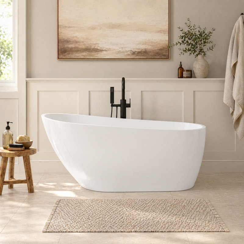 59" x 30"  Freestanding Soaking Acrylic Bathtub