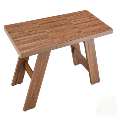 Wood Grain MDF Splicing Rectangular Dining Table with Double-Panel Outward-Sloping Legs, Modern and Versatile for Home Use