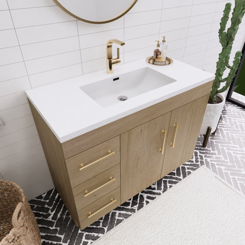 42'' Single Bathroom Vanity with Acrylic Top, Brown