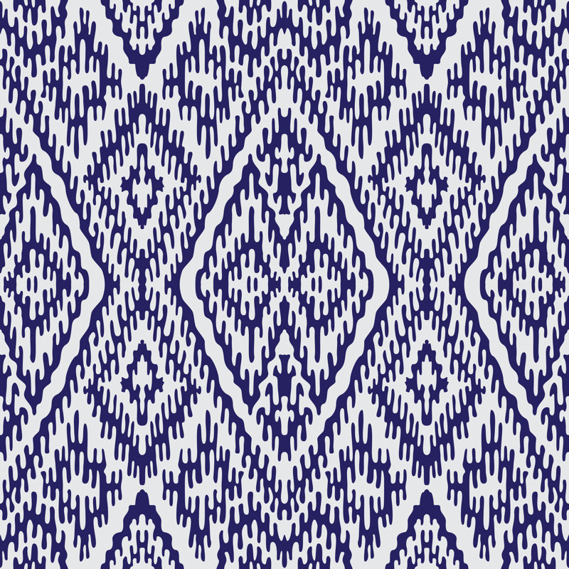Rouleau de papier peint adhésif indigo tribal, L 16,67 po x l 25 po