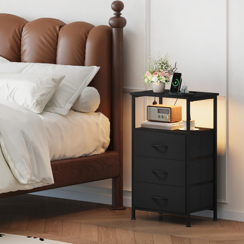 40 cm W Steel Bedside Table