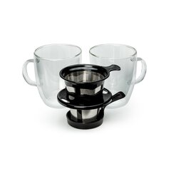 Tribest 2-Cup Black, Wood, and Clear Residential Pour Over Coffee