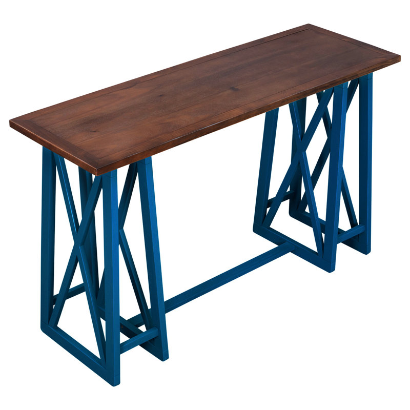 Valdrina 36.02'' Solid Wood Console Table, Brown, Blue