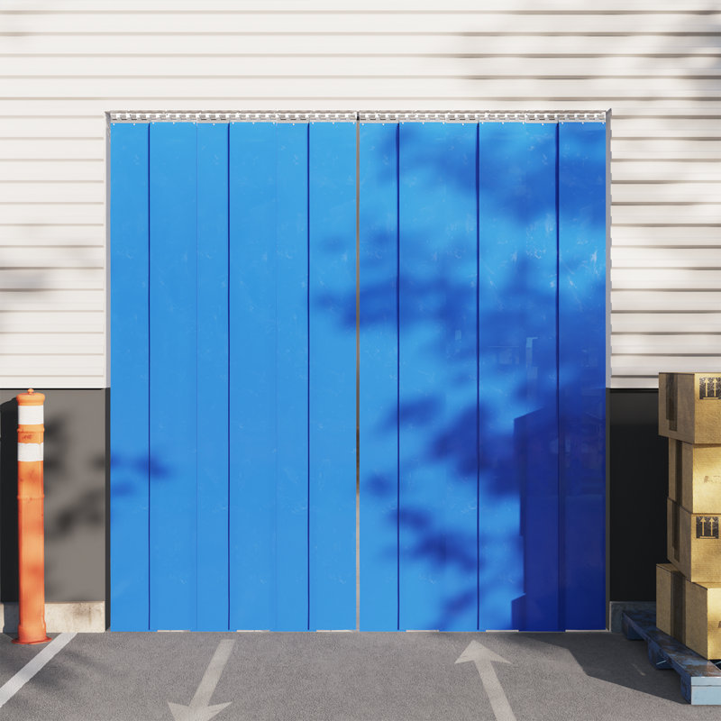 Plastic Sheer Door Curtain Single Panel, Blue, Width 20 x Drop 250 cm